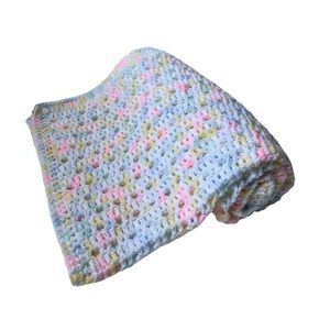 Multicolored handmade crochet baby blanket